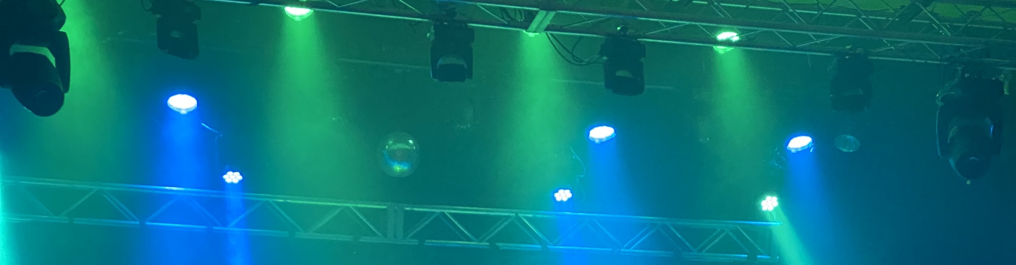 blue and green theater stage lights Wichita